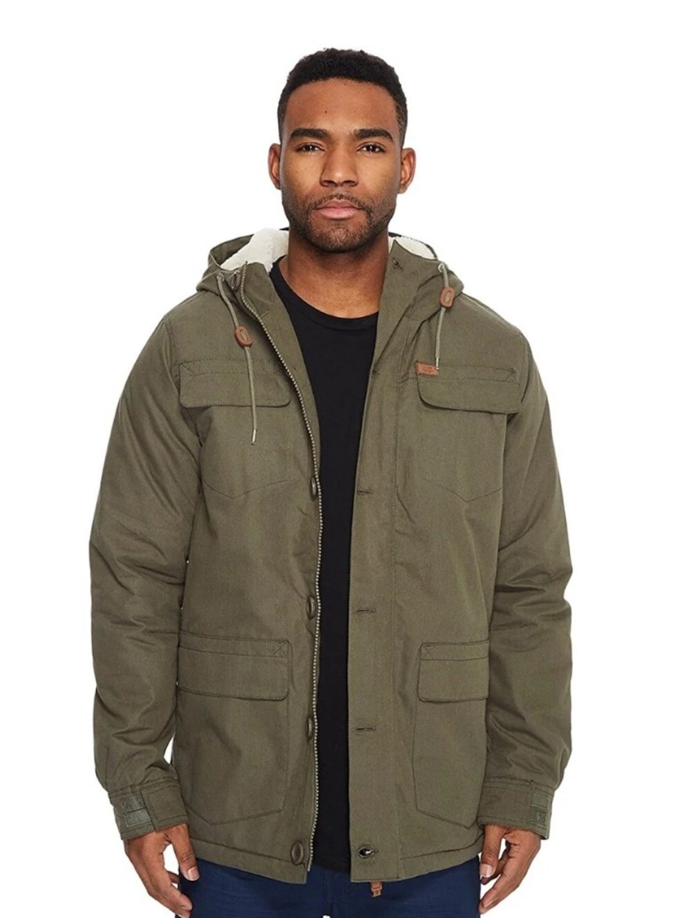 RIPCURL Men's Parka Utalitarian Olive Hooded Field Jacket Casual Utility Coat XL